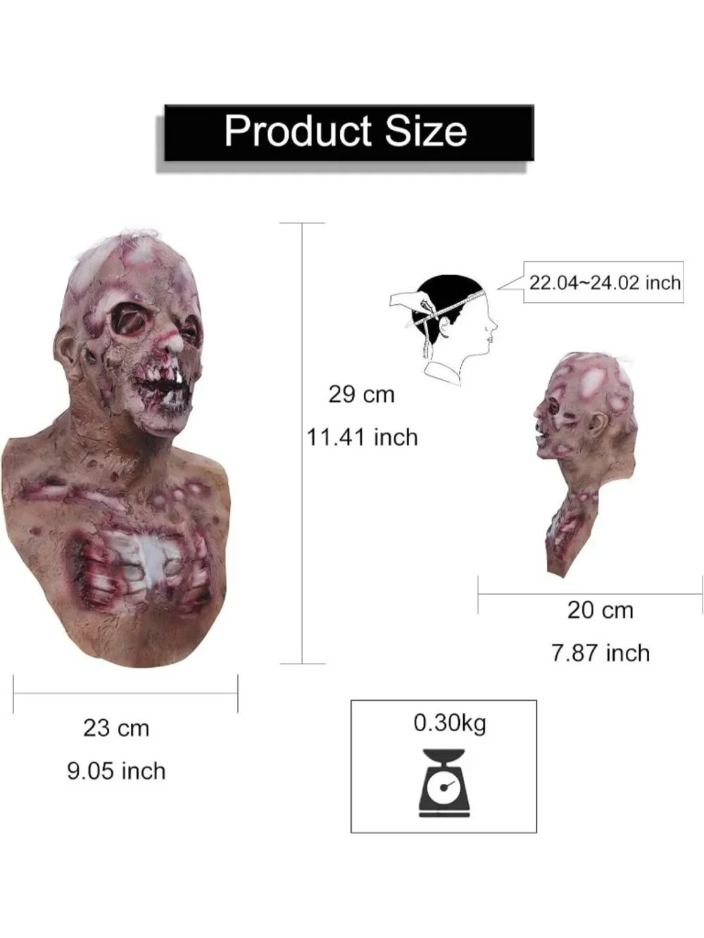 Women's Scary Zombie Head Vampire Horror Creepy Costume Latex Halloween Mask